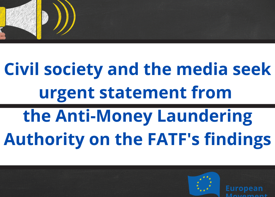 Civil society and the media seek urgent statement from the Anti-Money Laundering Authority on the FATF’s findings