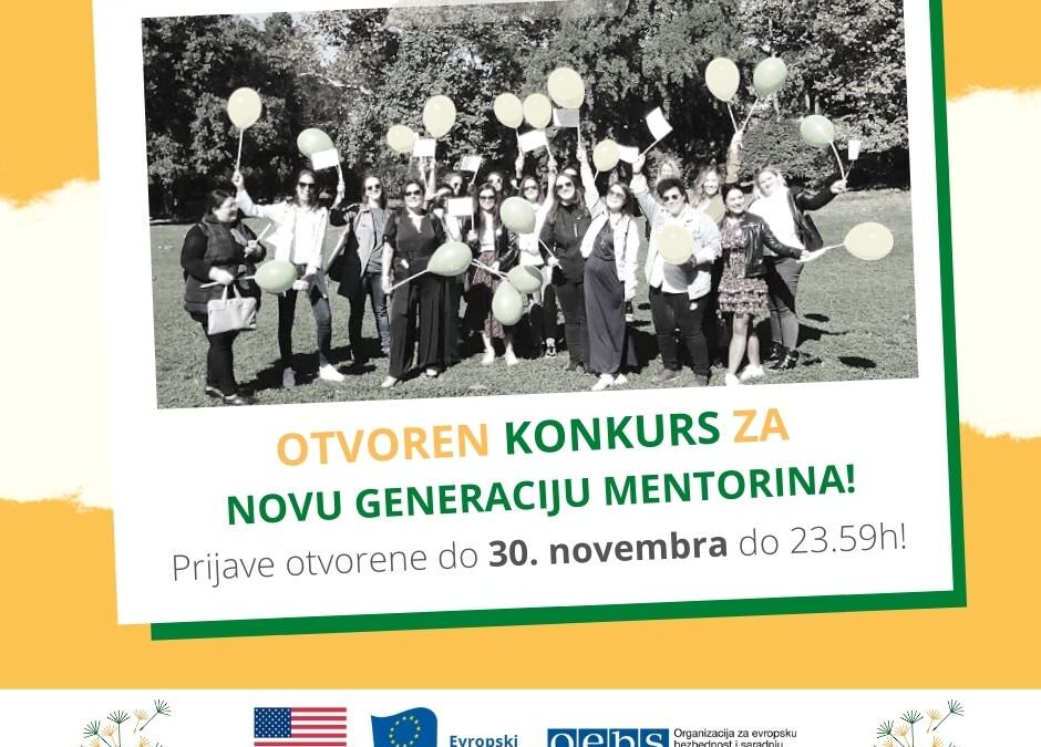 OTVOREN KONKURS ZA NOVU 2021-2022 GENERACIJU MENTORINA! PODELI SVOJE ZNANJE