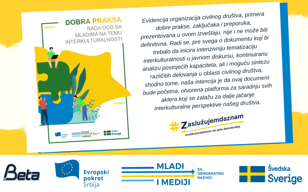 Nova publikacija – ISKUSTVA DOBRE PRAKSE: IZVEŠTAJ O PREGLEDU DOBRE PRAKSE RADA OCD SA MLADIMA U OBLASTI INTERKULTURALNOSTI