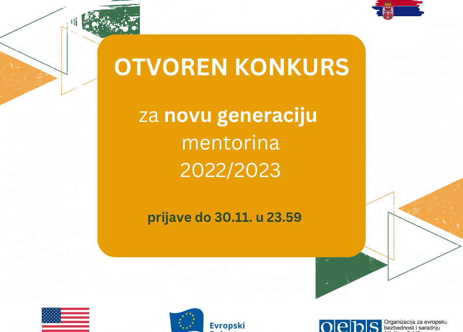OTVOREN KONKURS ZA NOVU 2022-2023 GENERACIJU MENTORINA! PODELI SVOJE ZNANJE
