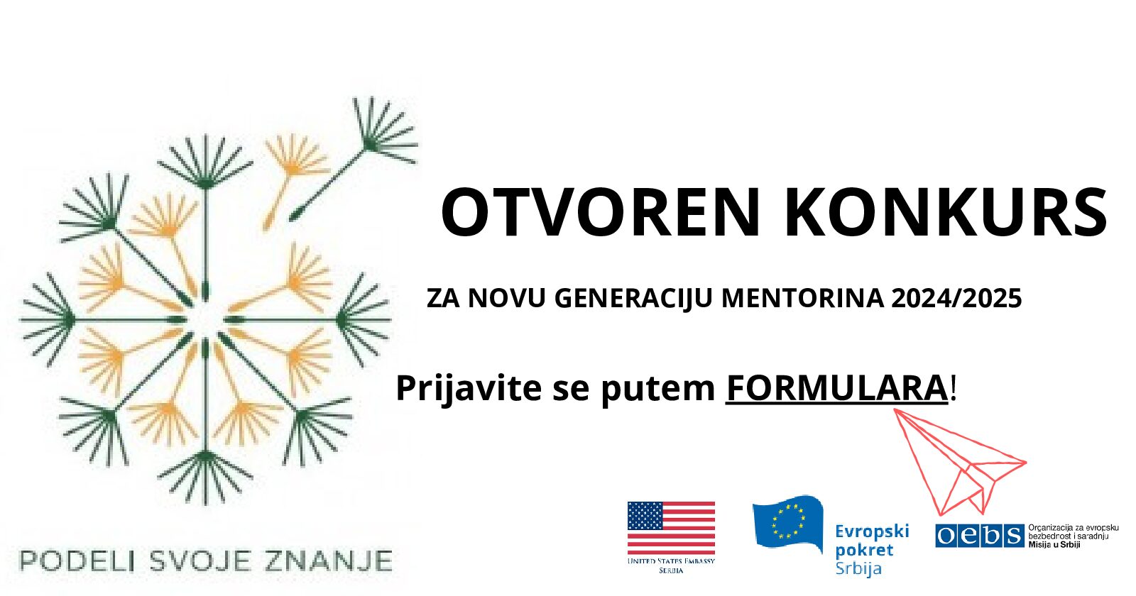 OTVOREN KONKURS ZA NOVU 2024-2025 GENERACIJU MENTORINA! PODELI SVOJE ZNANJE