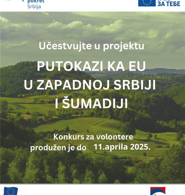 PUTOKAZI KA EU KROZ ZAPADNU SRBIJU I ŠUMADIJU –  PRODUŽEN POZIV ZA MLADE VOLONTERE
